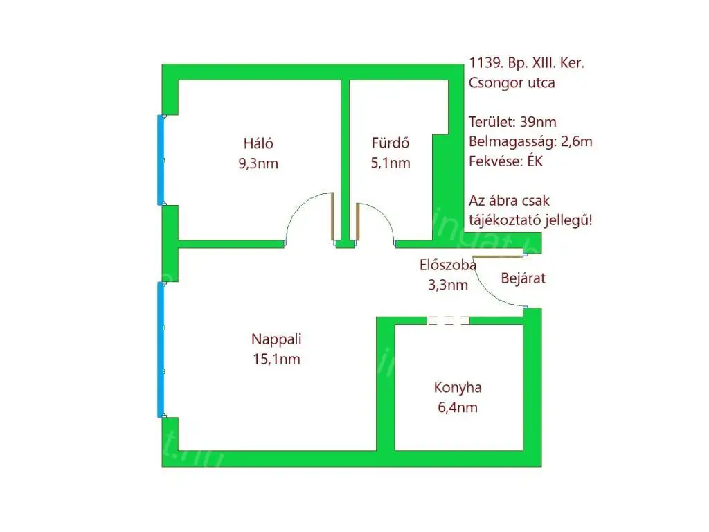 Kiadó lakás Budapest Csongor utca III. emelet 39m2 ref:K_13766