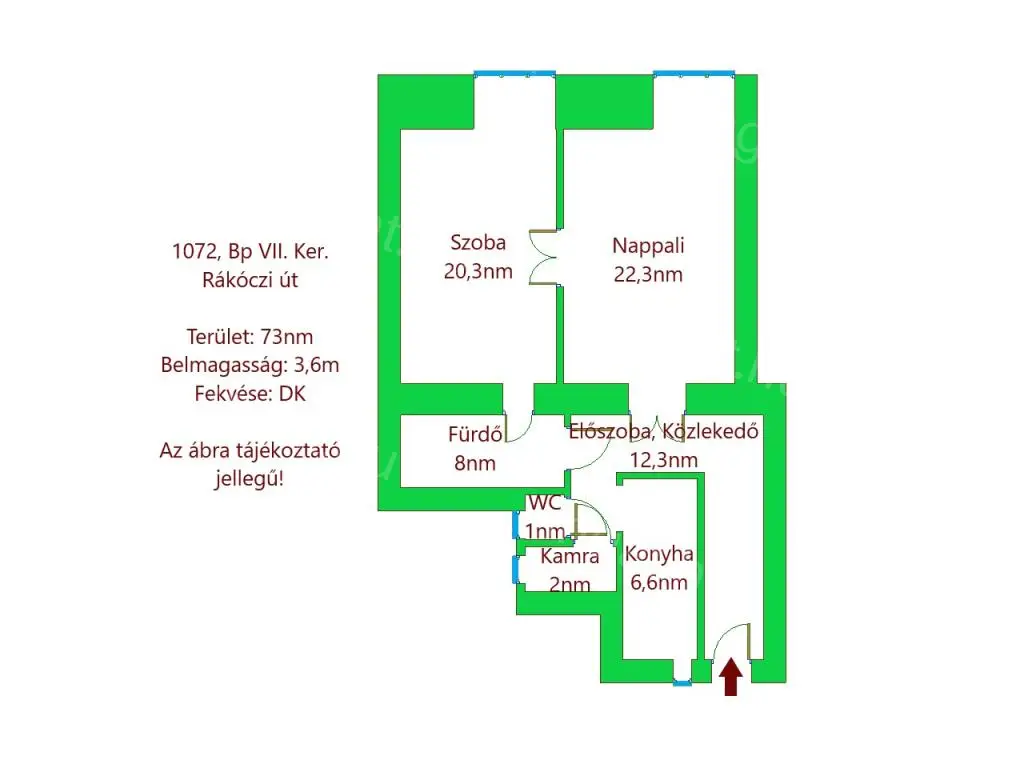 Kiadó lakás Budapest Rákóczi út III. emelet 73m2 ref:14019